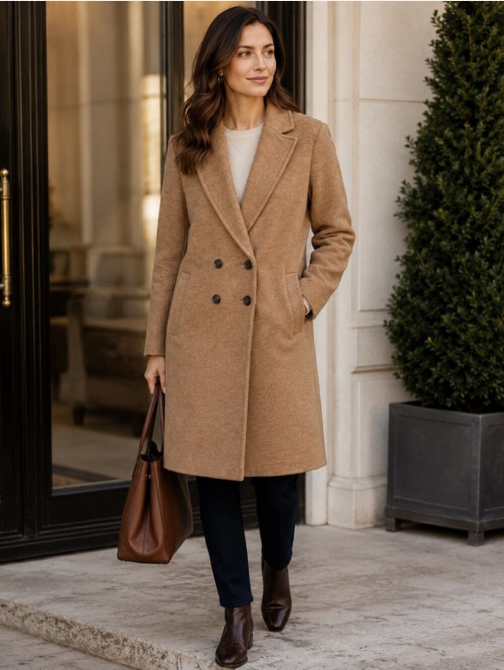 J. Crew Daphne Top Coat in Italian Boiled Wool - Tan